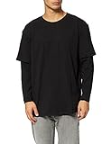Urban Classics Herren Oversized Shaped Double Layer LS Tee T-Shirt, Black/Black, S