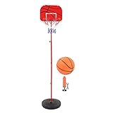 Höhenverstellbarer Basketballständer, Eisenstange, Rot-weißer Kunststoff-Indoor-Basketballkorb für den Sport