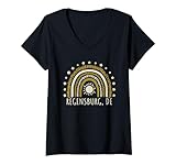 Damen Regensburg DE Deutschland Deutschland Nice Rainbow Design T-Shirt mit V
