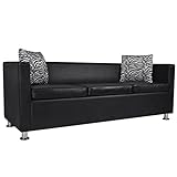 vidaXL 3-Sitzer Sofa Couch Loungesofa Relaxsofa Relaxcouch Kunstleder Schwarz