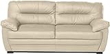 Mivano 3er-Sofa Royale / Zeitlose, bequeme Ledercouch mit hoher Rückenlehne / 190 x 86 x 90 / Lederimitat, Beige