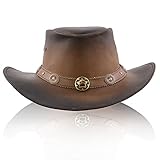 Black Forest Fox Cowboyhut Westernhut Leder Hut Star für Herren Damen Terra Brown (XL)