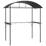 vidaXL Grillpavillon, Grillüberdachung mit Seitenregalen, BBQ Pavillon Stahlrahmen, Gartenpavillon Grillzelt, Anthrazit 220x115x230cm S