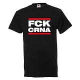 FCK CRNA T-Shirt | Corona T-Shirt Herren | 160g/m² 100% Baumwolle | #FCKCRNA (Scharz, L)