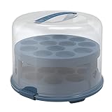 Rotho Fresh Tortenglocke hoch mit Trays, lebensmittelechter Kunststoff (PP) BPA-frei, blau/transparent, (35,5 x 34,5 x 26 cm)