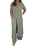 Onsoyours Hosenanzug Damen Hochzeit Festlich Elegant 2 Teilig Loungewear Einfarbig Sommer Outfits Streetwear Freizeitanzug Anzug 2 Teiler Hausanzug Zweiteiler Tracksuit Set A Grün L