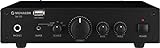 MONACOR SA-100 kompakter Universal Stereo-Verstärker, HiFi Verstärker mit frontseitigem USB-Anschluss zur Stromversorgung und zum Laden externer Geräte, in Schwarz