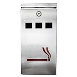 FURNISHED Silberfarbener Wandmontage für den Außenbereich mit Zigaretten-Aschenbecher aus Edelstahl, Metall, Silber