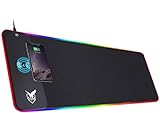 ICETEK RGB Gaming Mauspad XXL LED Mousepad Großes 800 x 300 x 4mm 10 Beleuchtungsmodi mit 10W Schnellladung Qi Wireless Charging für Handy, Kopfhörer etc.