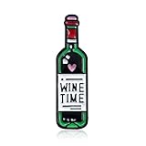 U/K PULABO Brosche Pins Brief Wein Zeit Flasche Glasform Emaille Broschen Label Pin Abzeichen Jacke Shirts Kleidung Tasche Dekor, Weinflasche tragbar und nützlich praktisch