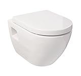 Sanitop-Wingenroth Wand-WC-Set Style | Keramik Hänge-WC inklusive Toilettendeckel | Tiefspüler mit waagerechtem Abgang | Duroplast WC-Sitz mit Soft-Close-Absenkautomatik | D-Form | Weiß | 04755 5