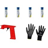 Iloda® Schutzhandschuhe + Sprüh-Pistolengriff (rot oder schwarz) + 4X 300ml cartechnic Silikonspray Silicone Spray