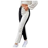 Zweifarbige Jeans Damen High Waist,Teenager MäDchen Hose Straight-Leg-Denim Jeans Hose Vintage Schlagjeans Hose Y2k Jeans-Boyfriend Jeans Harajuku E-Girl Streetwear Aesthetic H