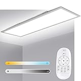 LED Deckenleuchte Dimmbar 120x30 cm, 2700K - 6500K LED Panel Deckenleuchte mit fernbedienung, 40W Dimmbar Flach Deckenlampe für Küche Wohnzimmer Büro, PL3034, Cct