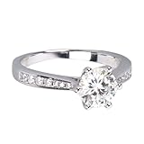 PenRux Verlobungsring aus Silber, HK-Größe 11, Sicherer Zirkonia-Ring, Modischer, Eleganter Schmuck für die Hochzeitsfeier