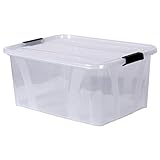 Aufbewahrungsbox + Deckel L 51 x B 38,5 x H 23 cm - 32 Liter transparent stapelbar | Transportbox transparent | Lebensmittelbox lebensmittelgeeignet | Kunststoffbox Lagerbox stapelbar