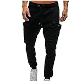 Eaylis Herren Kordelzughose Klassische Tarnhose Joggerhose Reißverschlusstaschen Jogginghose