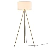 Stehlampe Modern mit Dreibeinstativ aus Gold metall, Skandinavischen Stil Standleuchte für Wohnzimme, Schlafzimmer, Leseleuchte und Bodenlampe