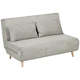 HOMCOM Schlafsofa, Klappbett mit Bettfunktion, Rückenkissen, Polstersofa mit Verstellbarer Rückenlehne, Samtoptik, 141 x 90 x 81 cm, G