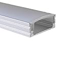 LED Alu Profile Aufputzprofil ELOXIERT für 16mm LED-Streifen (z.B. für Philips Hue Led Strip) mit einklickbarer OPALER Abdeckung 200 cm - SAAR