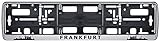 Auto Kennzeichenhalter Frankfurt Skyline in der Farbe Silber/Schwarz Nummernschildhalterung Auto, Nummernschildhalter Fanartikel 2 Stück