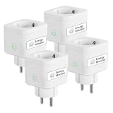 Meross_Smart WLAN Steckdose mit Strommessung 16A, Smart Home Zeitschaltuhr Steckdose mit Sprach- und Fernsteuerung, WiFi Smart Steckdose Funktioniert mit Alexa, Google Home, SmartThings, 4er Pack