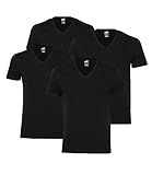 Puma Herren 4er Pack T-Shirt V-Neck Kurzarm Einfarbig V-Ausschnitt, Black (200), L / 52
