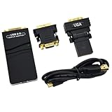 Huudngeje Externer Grafik-Video-Adapter, USB 2.0 auf DVI/VGA/, Kompatibel mit Mehreren Monitoren, Display-Erweiterung/Spiegelung für, Langlebig, Einfach zu B