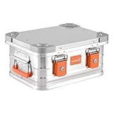 ALUBOX Alukiste abschließbar E18 - Premium Aluminium Lagerbox 18 Liter - Deckel mit Aluminium Druckguss Stapelecken und Gummidichtung - inklusive Schlösser