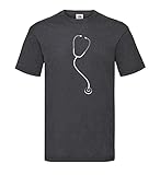 Arzt Stethoskop Männer T-Shirt Dunkelgrau Meliert 3XL