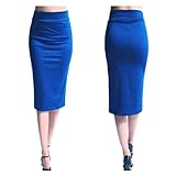 ZZZYW Frauenröcke, Enge Röcke, Büro-Damen, dünne knielangen hohe Taille Stretch Sexy Bleistiftröcke (Color : Blue, Größe : M)