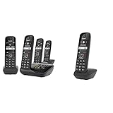 Gigaset AS690A Quattro - 4 Schnurlose Telefone mit Anrufbeantworter - großes, kontrastreiches Display, schwarz & AS690 - Schnurloses Telefon - großes, kontrastreiches Display, schwarz