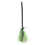 BESTonZON Zauberbesen Fliegendes Spielzeug Besenstiel Besen Requisiten Cosplay Hexenbesen Tanzender Hexenbesen Halloween- Cosplay-partybevorzugung Hexenzubehör Grünes S