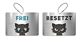 KaiserstuhlCard Magnete Türschild BESETZT FREI Schild WC Kinderzimmer Deko Anhänger Wendeschild 14,8 cm x 10,5 cm Katze Symbole