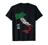 Italien Karte Umriss Flagge Städte Rom Mailand Italia Reise T-S