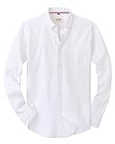 J.VER Oxford Herren Hemd Regular Fit Hemd Langarm Bügelleicht Casual Hemd aus Oxford Button Down Hemd Freizeithemd mit Tasche,Weiß,L