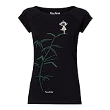 FellHerz Yogamädchen schwarz - Damen T-­Shirt aus 100% Bio-­Baumwolle Organic Cotton fair nachhaltig alternativ Bambus Pflanze Baum Mädchen Fee Sport (XXL)