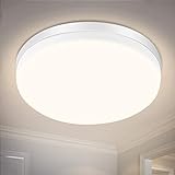 LED Deckenleuchte, SOLMORE 24W LED Deckenlampe IP54 Wasserfest Badlampe, 4000K Neutralweiß, 2200LM Lampen ideal für Badezimmer Schlafzimmer Balkon Küche und Wohnzimmer, Ø23.5cm