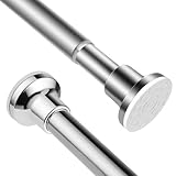 Teleskopstange Duschvorhang ，Ausziehbar 76-193cm, Gardinenstange ohne Bohren Edelstahl, φ25mm Vorhangstange Silber für Badezimmer, Badewanne, Dusche, Tü