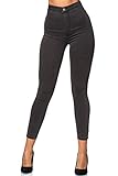 Elara Damen Jeans High Waist Slim Fit Chunkyrayan JS710-18 Grau 42 (XL)