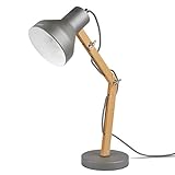 Tomons LED Schreibtischlampe Holz, Verstellbare Tischlampe, Leselampe, Studierlampe, Arbeitslampe, Bürolampe, Nachttischlampe - Grau