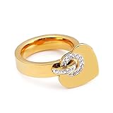 Focisa Ring Ringe Rings Bijouterie Herzförmiger Anhänger Ring Zirkonia Edelstahl Ring Für Damen Gold/Roségold/Silber Farbe Schmuck 6 Gold