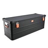 ALUBOX Alukiste abschließbar E159B - Premium Aluminium Lagerbox 159 Liter - Deckel mit Aluminium Druckguss Stapelecken und Gummidichtung - inklusive Schlösser- schwarz lackiert