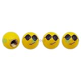 YOU.S Kunststoff Emotion Smileys 'Sonnenbrille' Ventilkappen Gelb mit Dichtung Ventil Kappen Abdeckung für Auto PKW LKW (4 Stück)