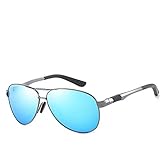 QINGZHOU Sonnenbrille,Herren Aluminium Magnesium Polarisierte Sonnenbrille Kröte Spiegel Angelbrille Fahrbrille, Gun Frame Ice Blue Sheet # 2
