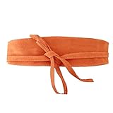 ZouLOO breiter Gürtel aus echtem Leder für Damen im Obi-Stil, Ledergürtel, Einheitsgröße 36 bis 46 (Orange, 36/44)