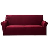 PWZYBXL High Stretch Sofabezug, Weiche Jacquard Sofahusse Mit Elastischem Boden rutschfest Waschbar Couchbezug Möbelschutz Für Haustier -rot-Large