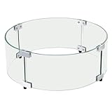 VEVOR Windschutz für Feuerstelle, 435 x 170 mm, runder Glas-Flammenschutz, 6 mm Dickes Feuertisch-Zubehör, klarer Flammenschutz aus gehärtetem Glas für Propan, Gas, Außenbereich, Terrasse, H