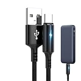 USB C-Kabel | Schnellladegerät USB C | C/Typ-Ladegerät für schnelles Aufladen, Typ USB C-Kabel, Nylon mit LED-Licht, Ladegerät mit robustem Material und kompatibel mit Telefon und Laptop