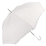 Elfenbeinweiß Brautschirm mit Rüschen - Hochzeit Regenschirm/Sonnenschirm - automatische Öffnung Schirm - Perletti (Rüschen)